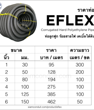 ตาราง ราคาท่อ EFLEX ท่ออีเฟล็ก ท่อพีอีลูกฟูก
